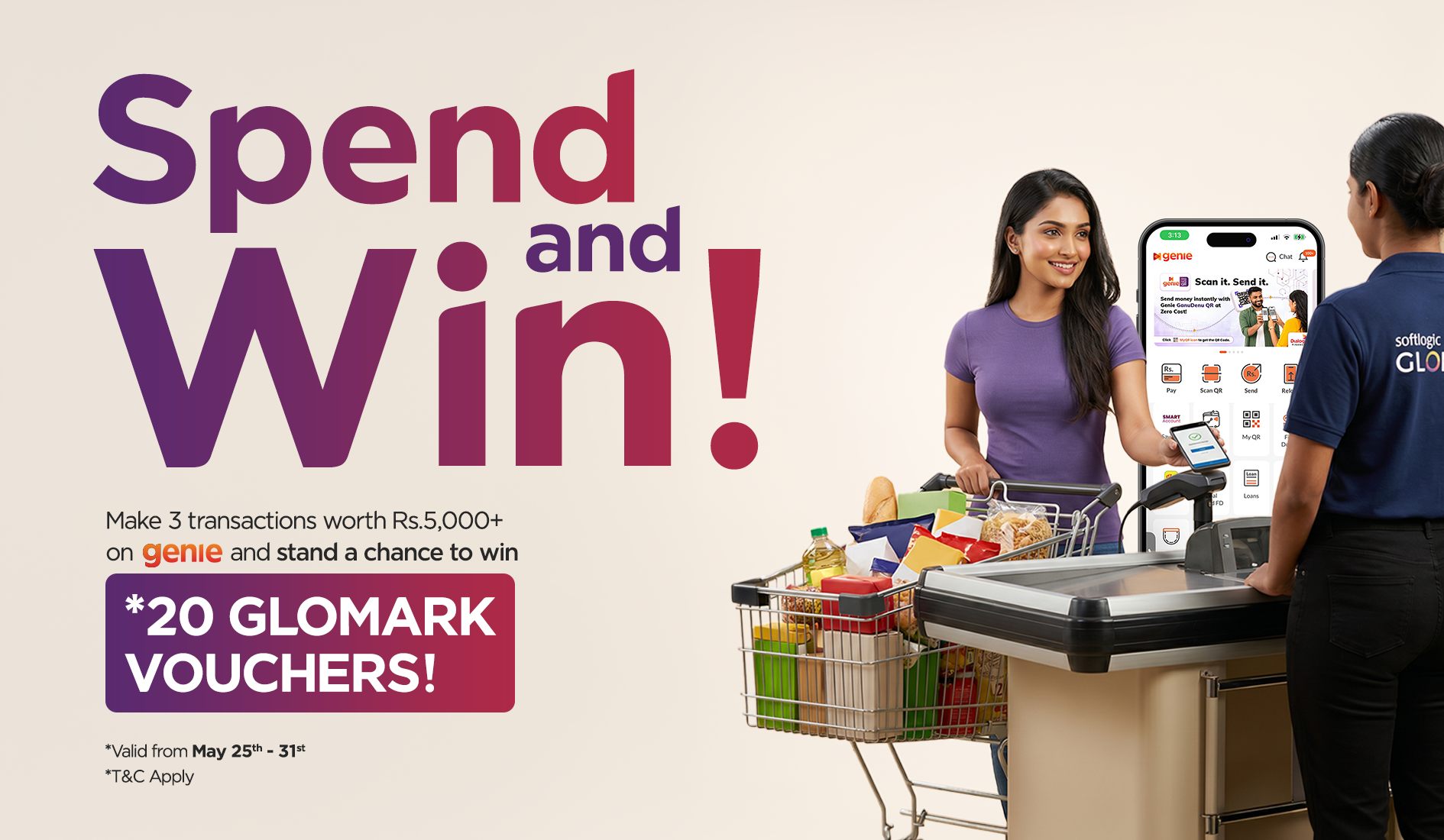 Genie Savings Spend & Win campaign
